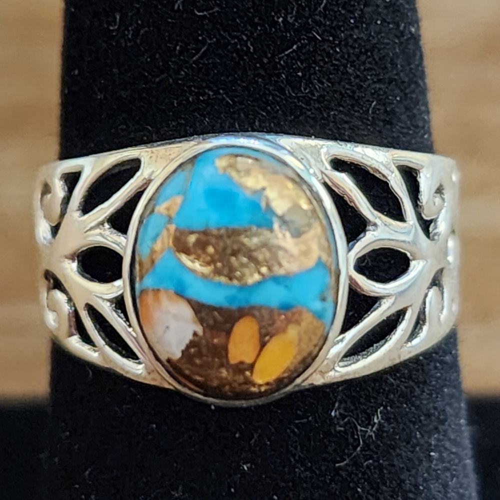 Copper Turquoise and Sterling Silver Ring NWOT - Picture 3 of 5